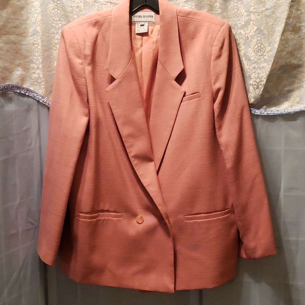 ASHLEY BROOKE PEACH POLY/RAYON BLAZER SZ 16